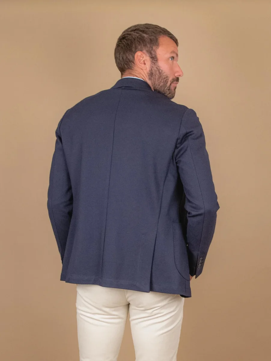 BLAZER SFODERATO IN TESSUTO ELASTICIZZATO BLU - immagine 4