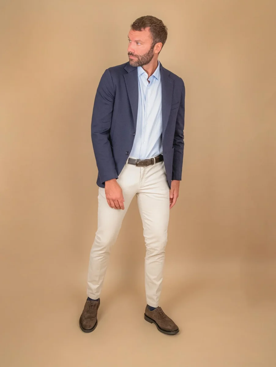BLAZER SFODERATO IN TESSUTO ELASTICIZZATO BLU - immagine 5