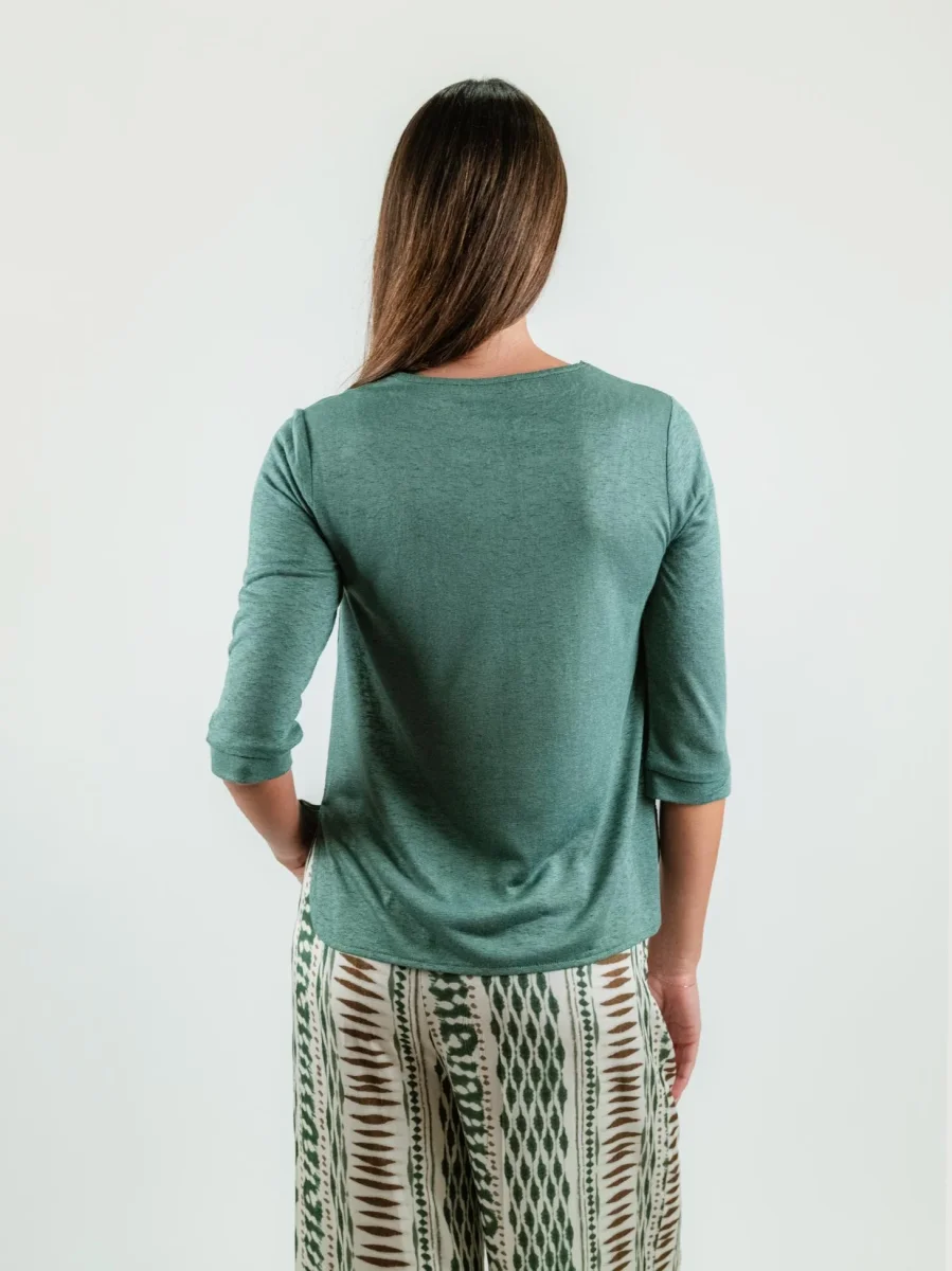 BLUSA IN LINO VERDE - immagine 4