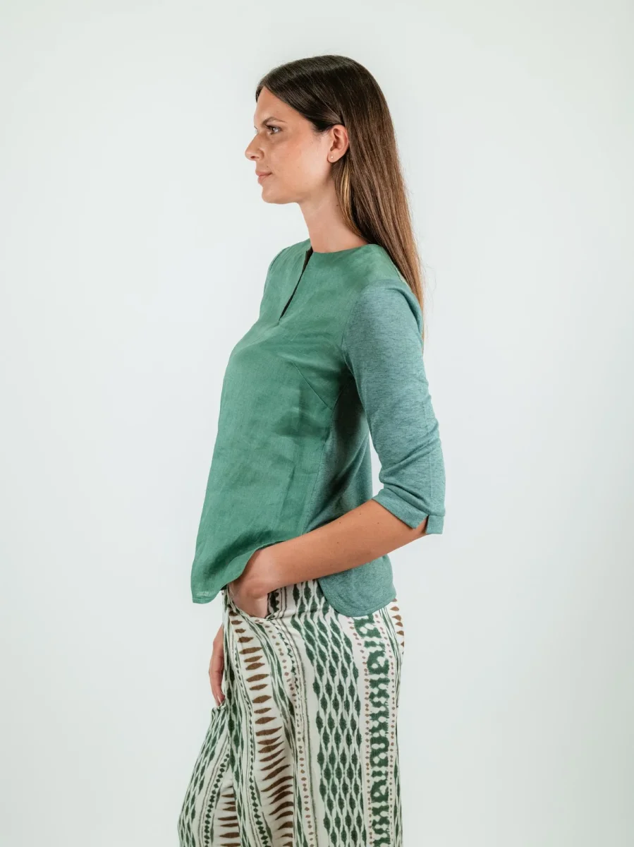 BLUSA IN LINO VERDE - immagine 3