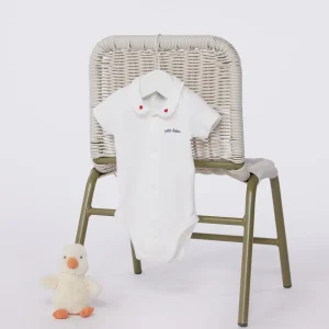 BODY A MANICHE CORTE CON COLLETTO IN COTONE