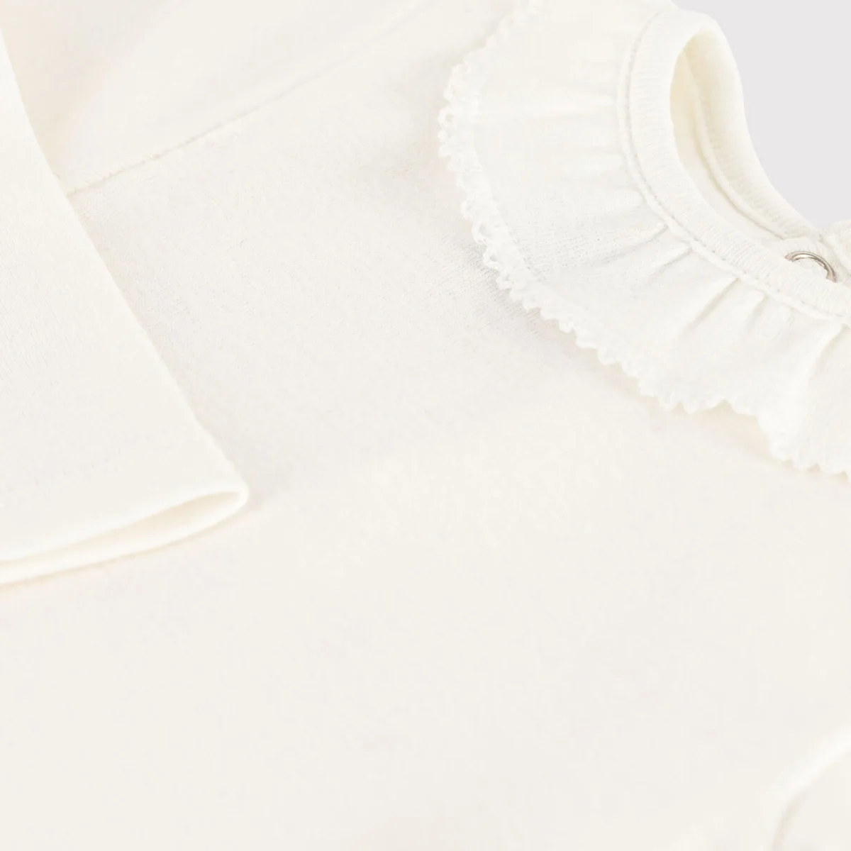 BODY IN COTONE BIANCO A MANICA LUNGA BEBÈ CON COLLETTO - immagine 3