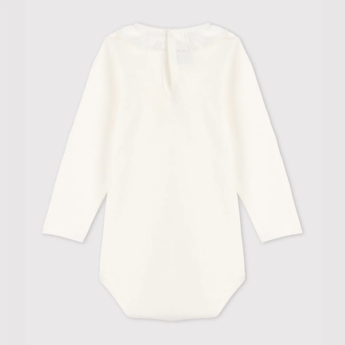 BODY IN COTONE BIANCO A MANICA LUNGA BEBÈ CON COLLETTO - immagine 4