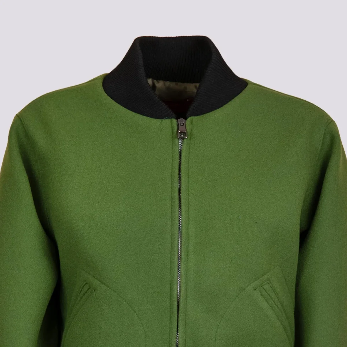 BOMBER  CON PROFILI A CONTRASTO IN TESSUTO VERDE - immagine 5