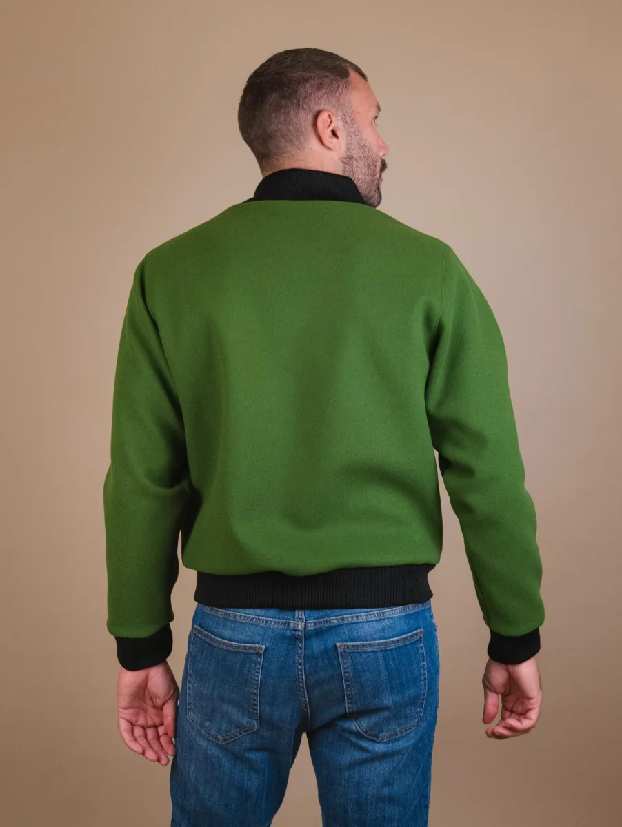 BOMBER  CON PROFILI A CONTRASTO IN TESSUTO VERDE - immagine 8