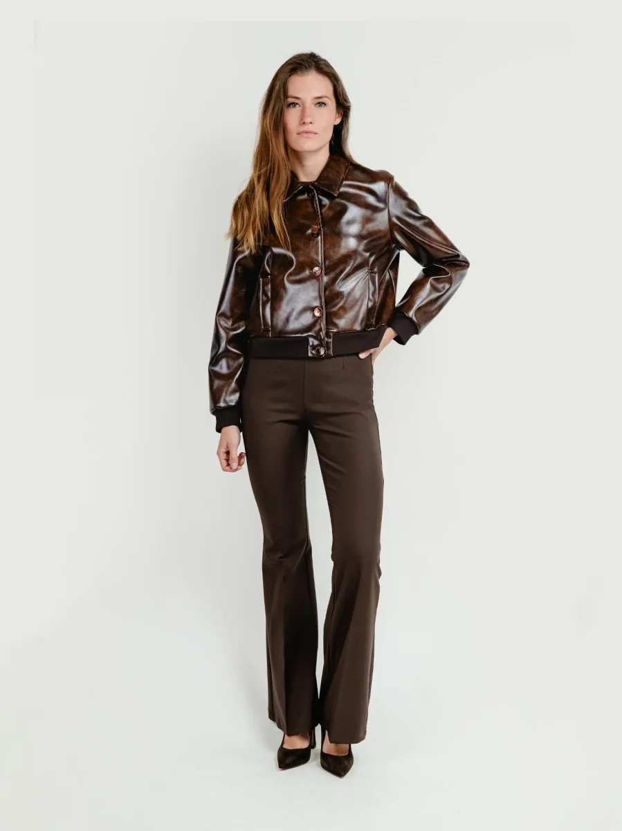 BOMBER IN ECOPELLE MARRONE - immagine 3