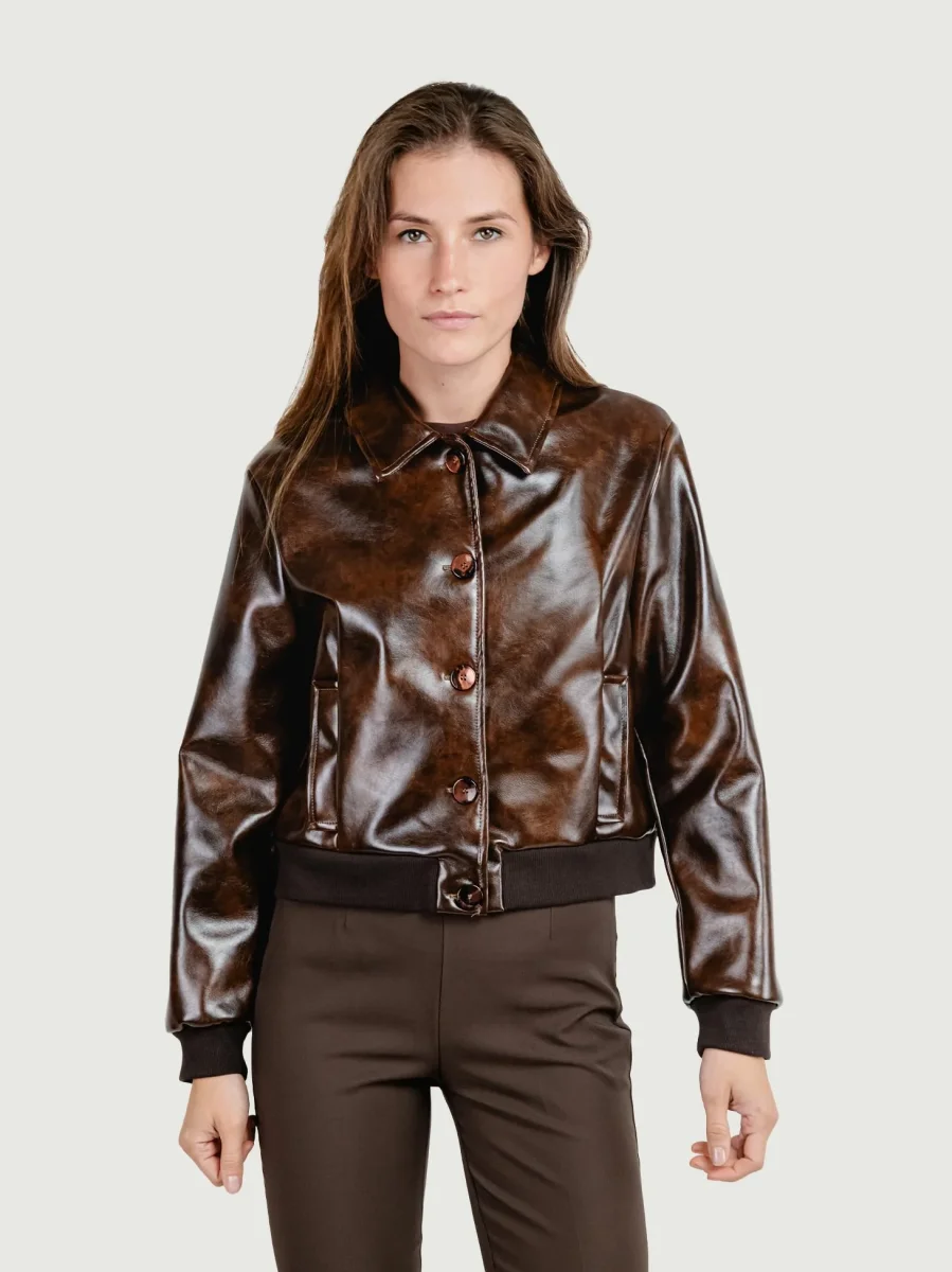 BOMBER IN ECOPELLE MARRONE
