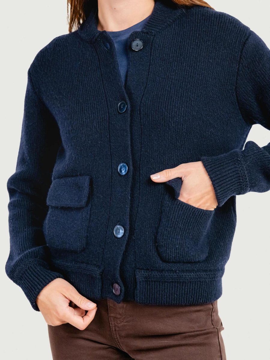 BOMBER SFODERATO IN MAGLIA NAVY - immagine 5