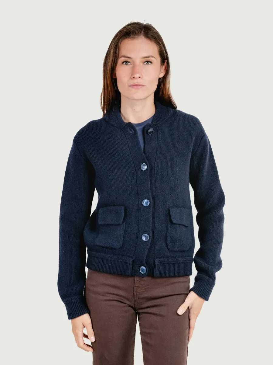 BOMBER SFODERATO IN MAGLIA NAVY