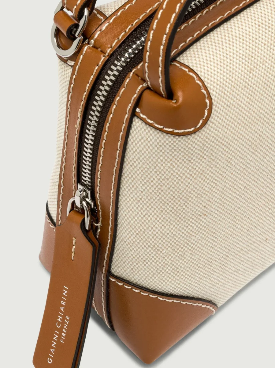 BORSA ALIFA IN TESSUTO NATURE E CARAMELLO - immagine 6