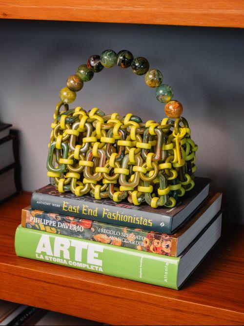 BORSA A BAULETTO BUBBLE IN RESINA MULTICOLOR LIME - immagine 8