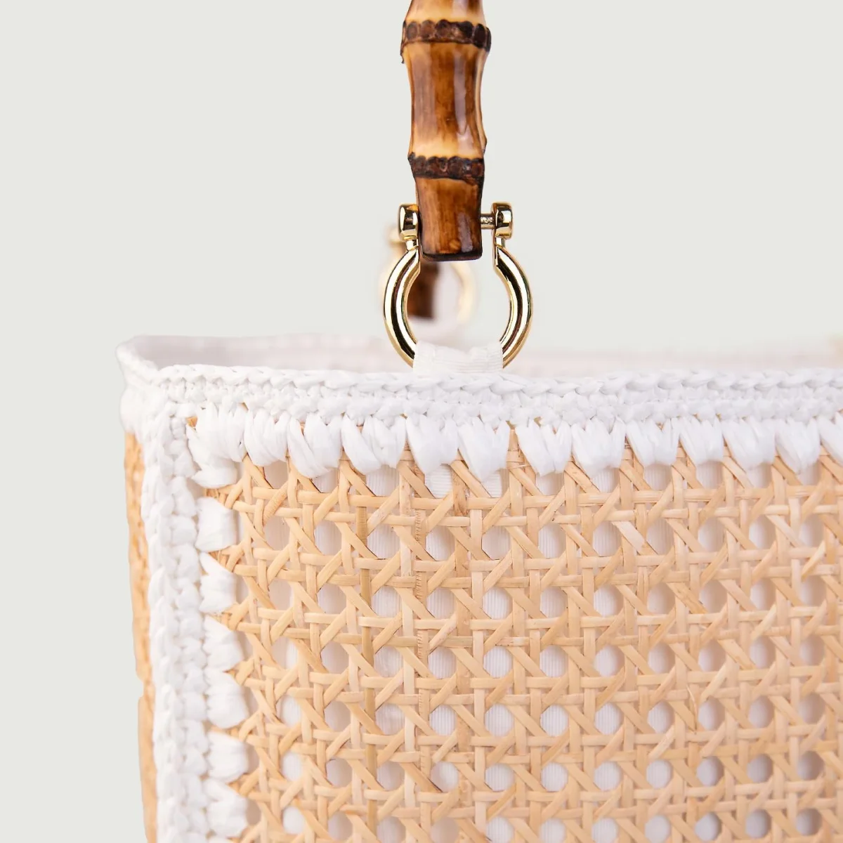 BORSA A MANO IN RAFIA NATURALE E BIANCO - immagine 5