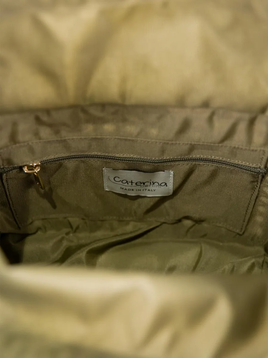 BORSA A MANO IN RAFIA NATURALE E KAKI - immagine 5