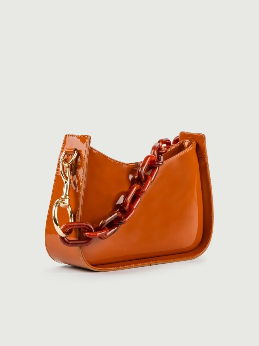 BORSA A SPALLA GLAMMY MATTONE IN PELLE VERNICE - immagine 3