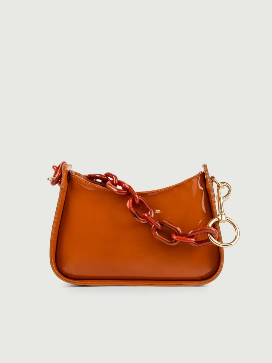 BORSA A SPALLA GLAMMY MATTONE IN PELLE VERNICE