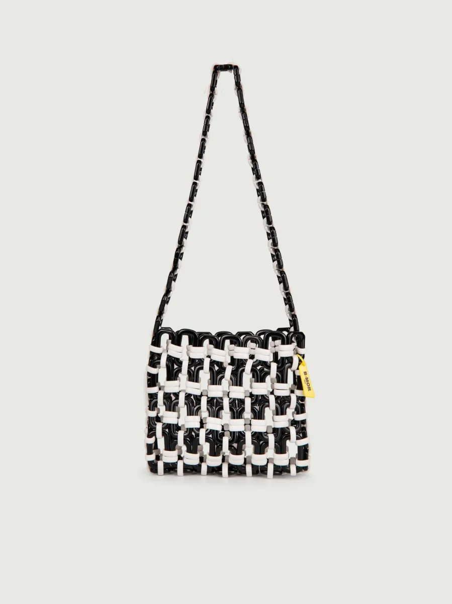 BORSA A SPALLA IN RESINA BICOLORE BIANCO E NERO "SCOOBY"