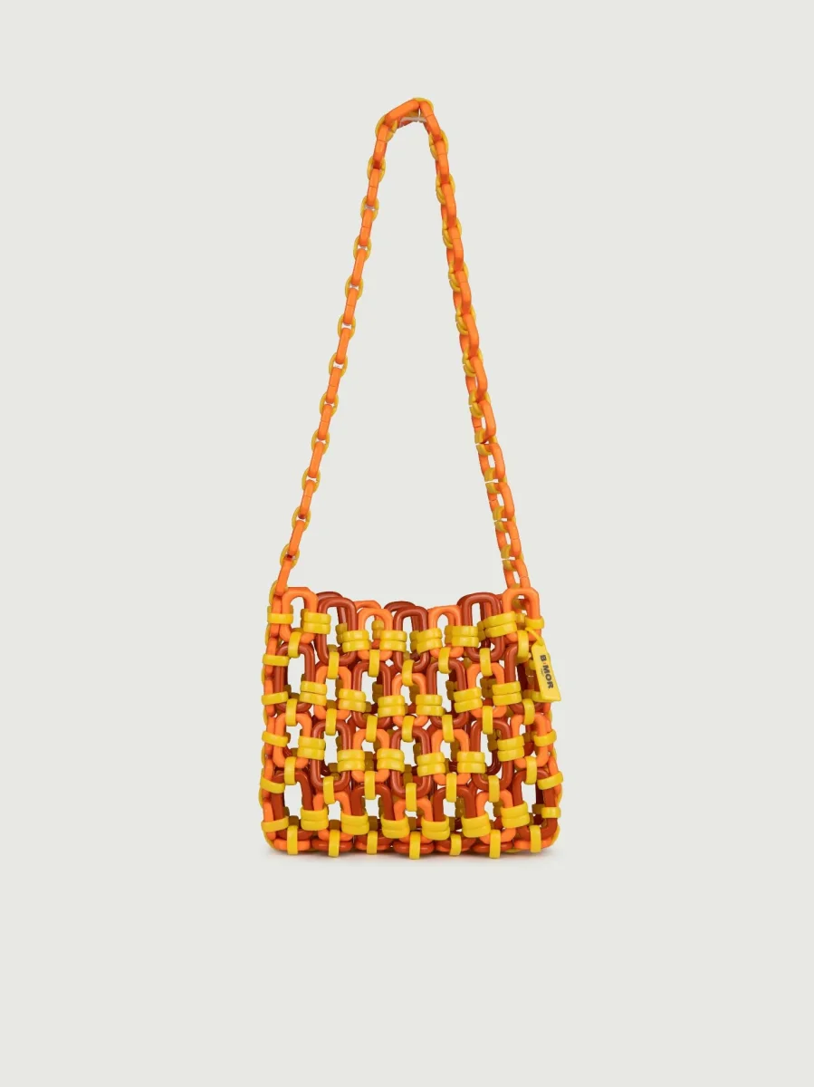 BORSA A SPALLA IN RESINA BICOLORE GIALLO E ARANCIONE "SCOOBY"