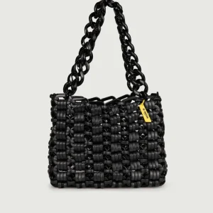 BORSA A SPALLA IN RESINA NERA "BASKET"