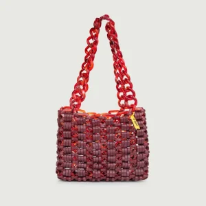 BORSA A SPALLA IN RESINA ROSSA "BASKET"