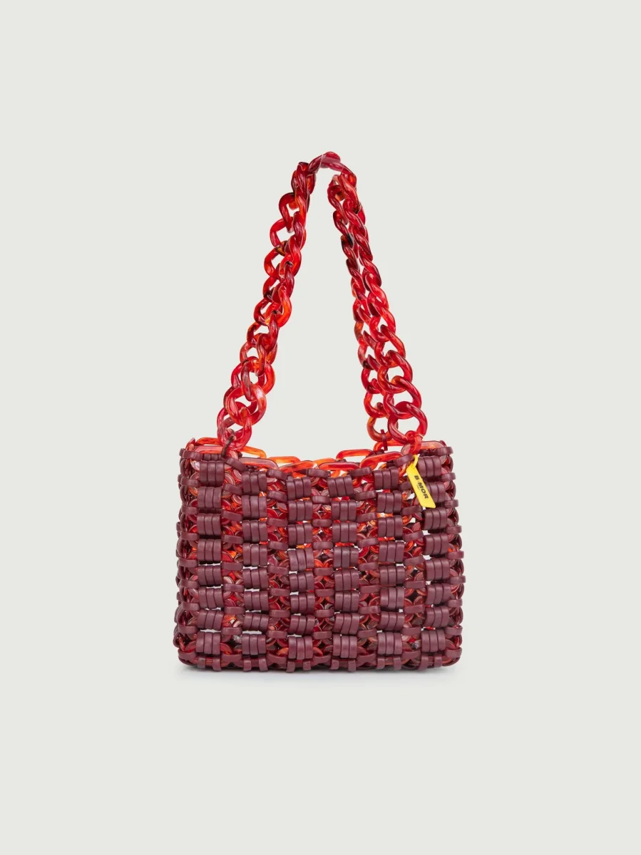 BORSA A SPALLA IN RESINA ROSSA "BASKET"