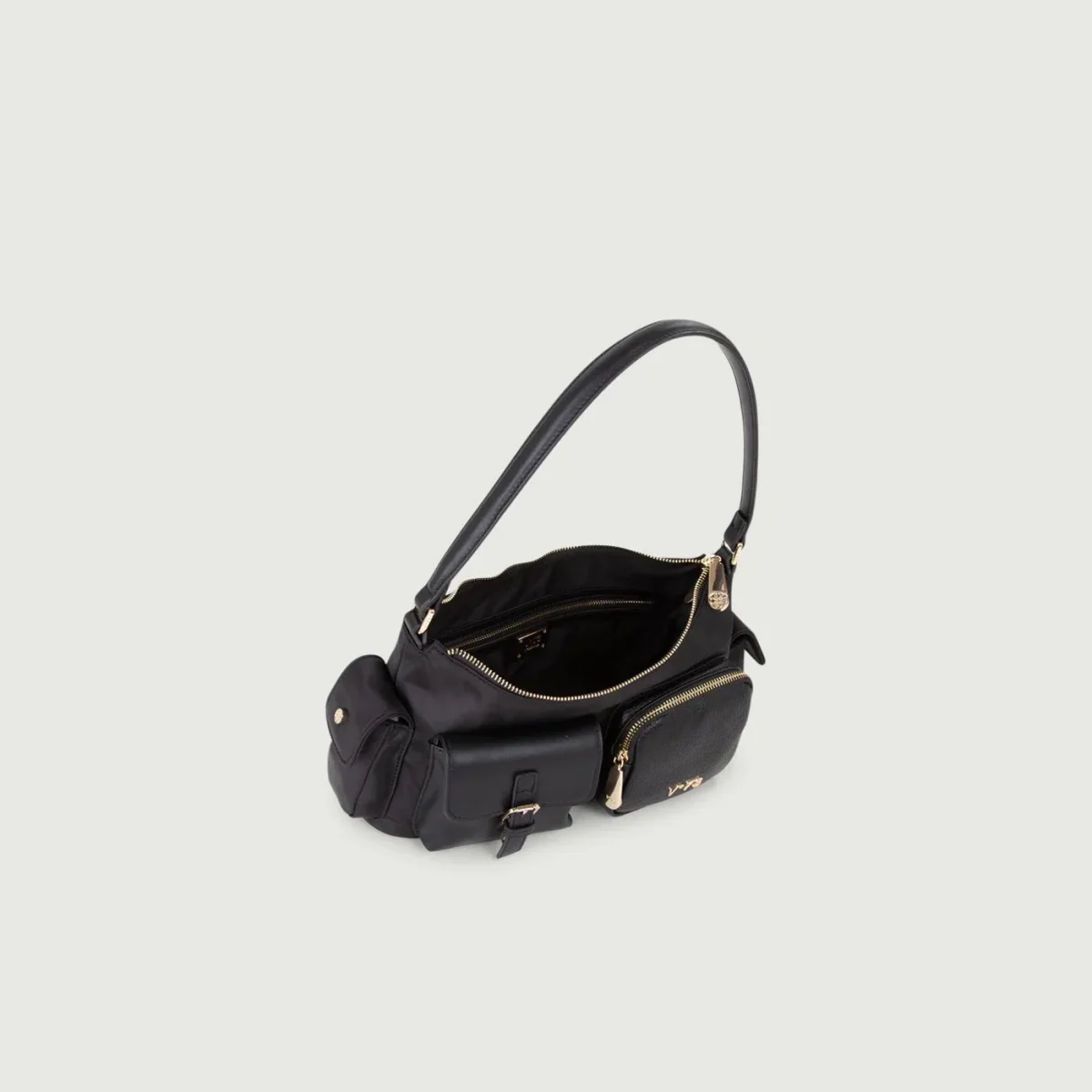 BORSA A SPALLA LILIANA IN NYLON NERO - immagine 5