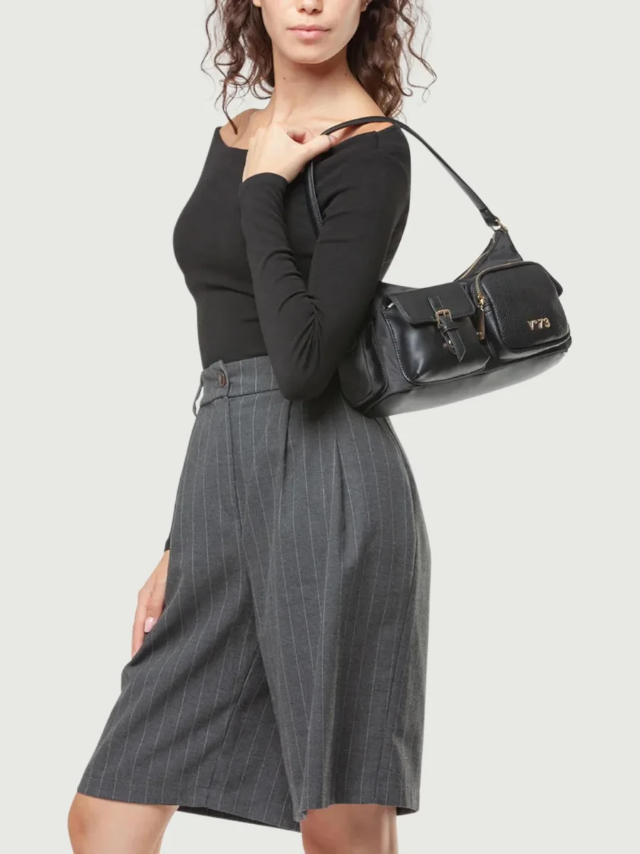 BORSA A SPALLA LILIANA IN NYLON NERO - immagine 6