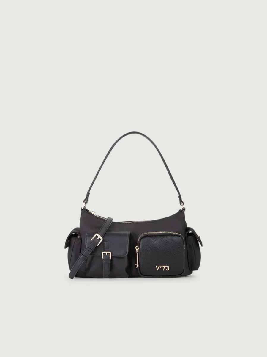 BORSA A SPALLA LILIANA IN NYLON NERO