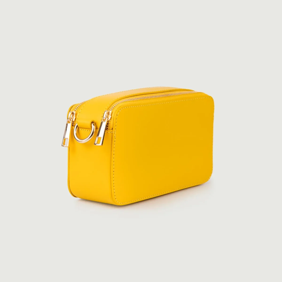 BORSA A TRACOLLA IN PELLE GIALLA CON DOPPIA TASCA - immagine 4