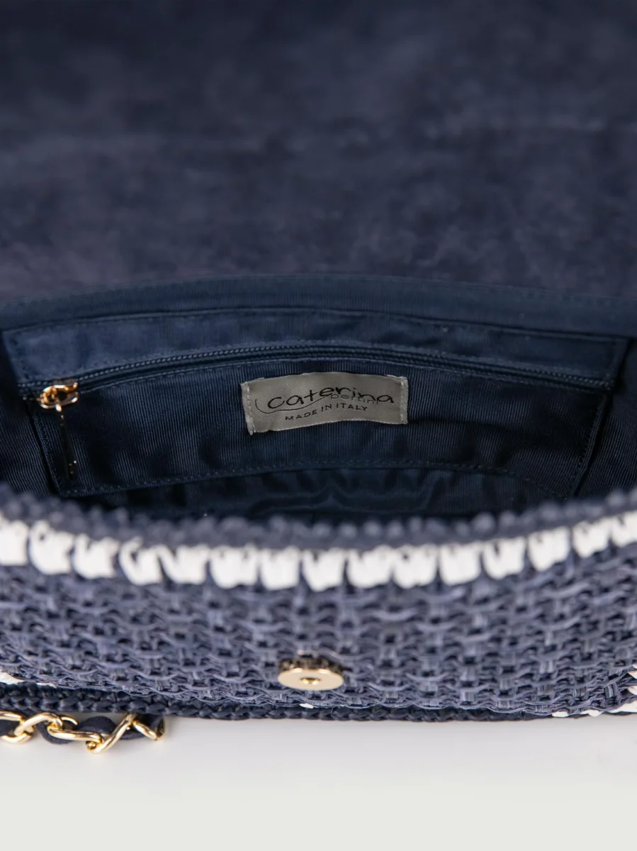 BORSA A TRACOLLA IN RAFIA BLU - immagine 6