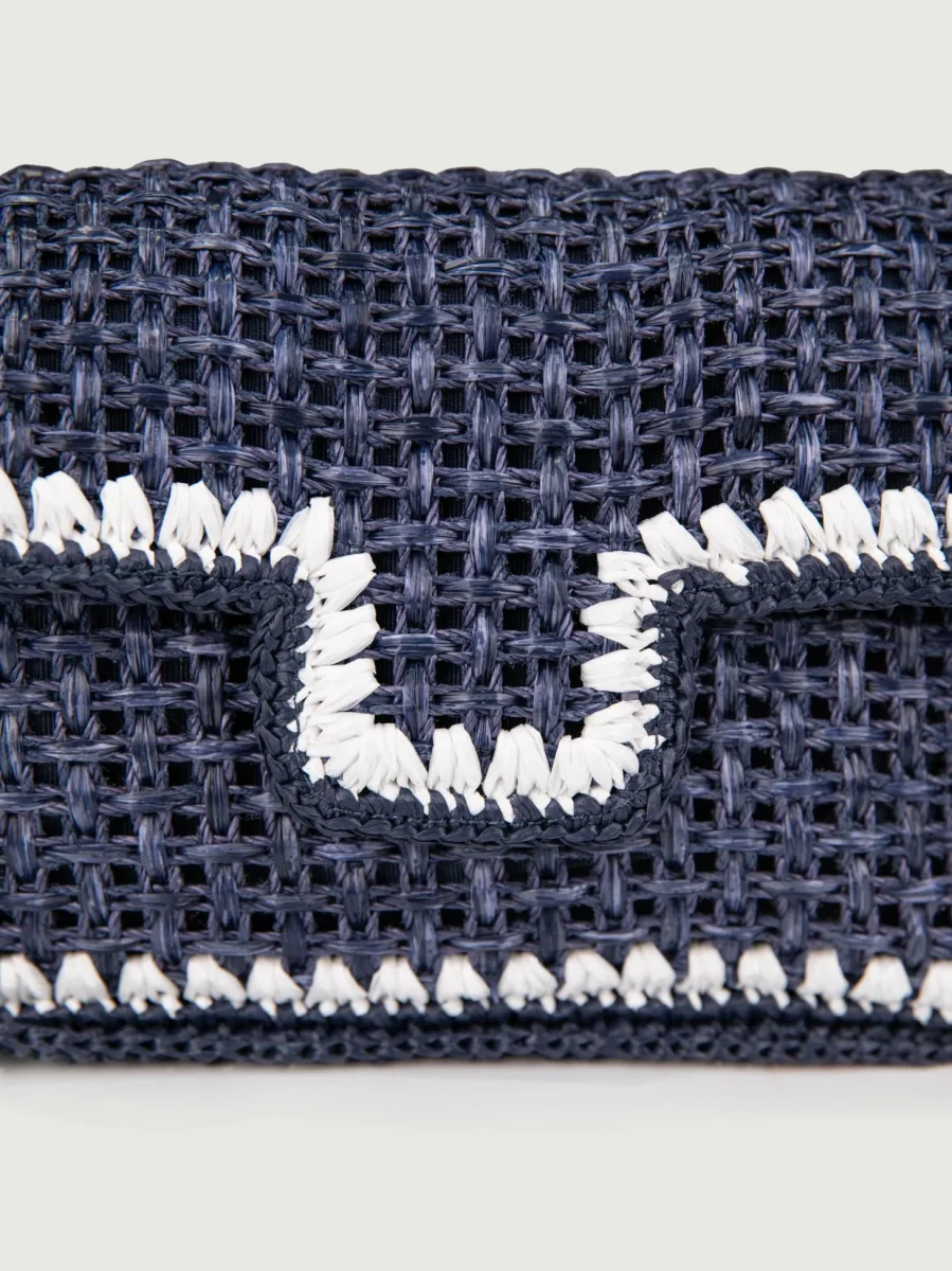 BORSA A TRACOLLA IN RAFIA BLU - immagine 5