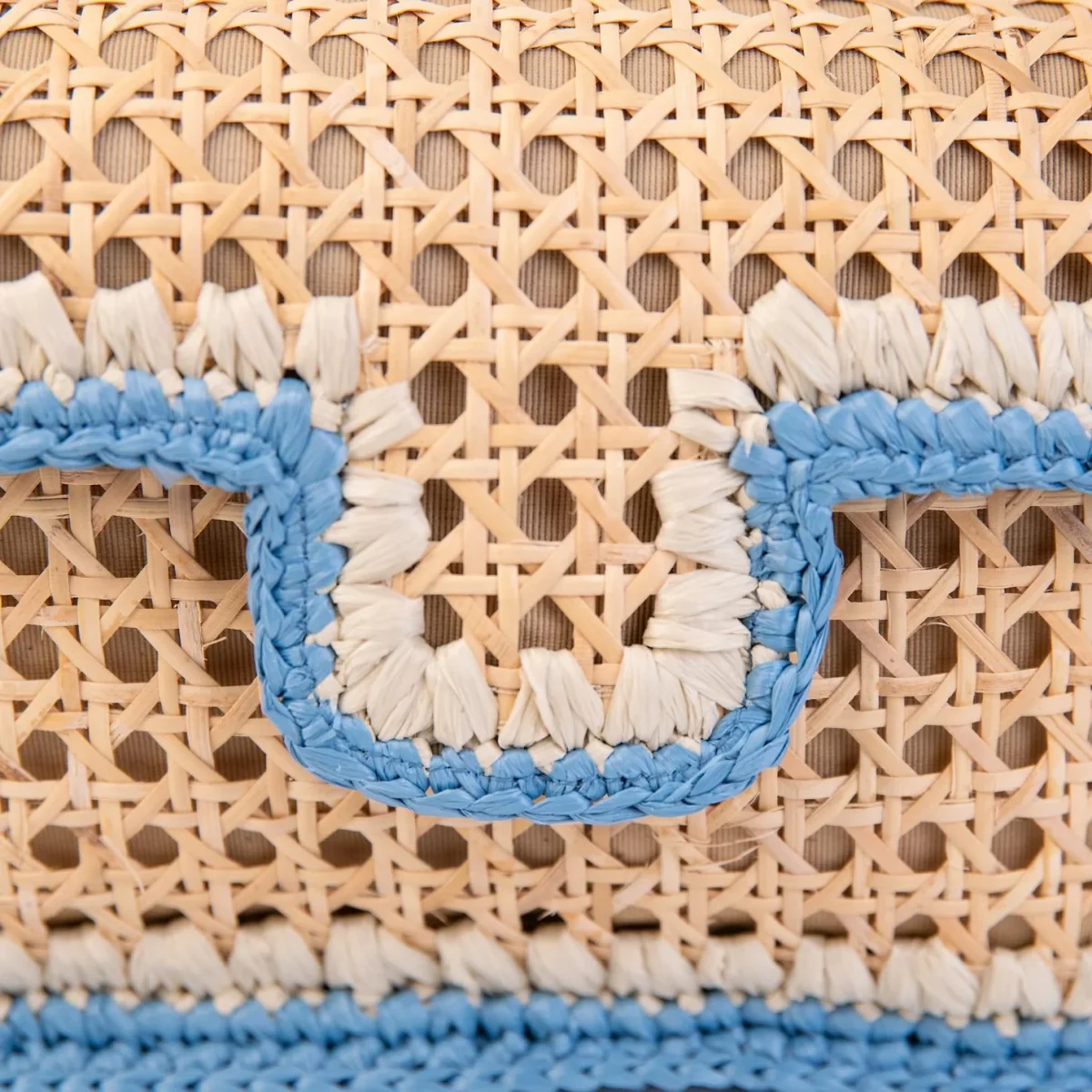 BORSA A TRACOLLA IN RAFIA NATURALE E AZZURRO - immagine 5