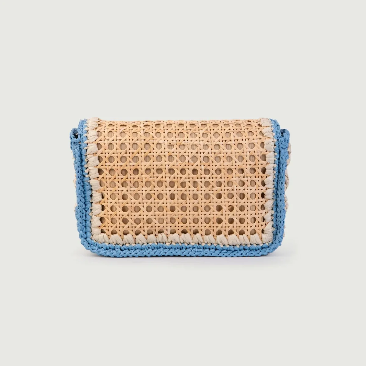 BORSA A TRACOLLA IN RAFIA NATURALE E AZZURRO - immagine 4