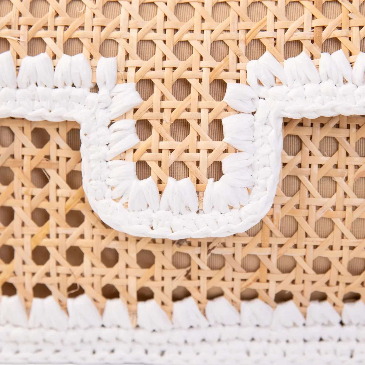 BORSA A TRACOLLA IN RAFIA NATURALE E BIANCO - immagine 5