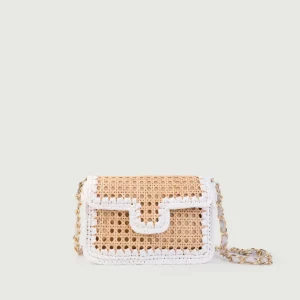 BORSA A TRACOLLA IN RAFIA NATURALE E BIANCO