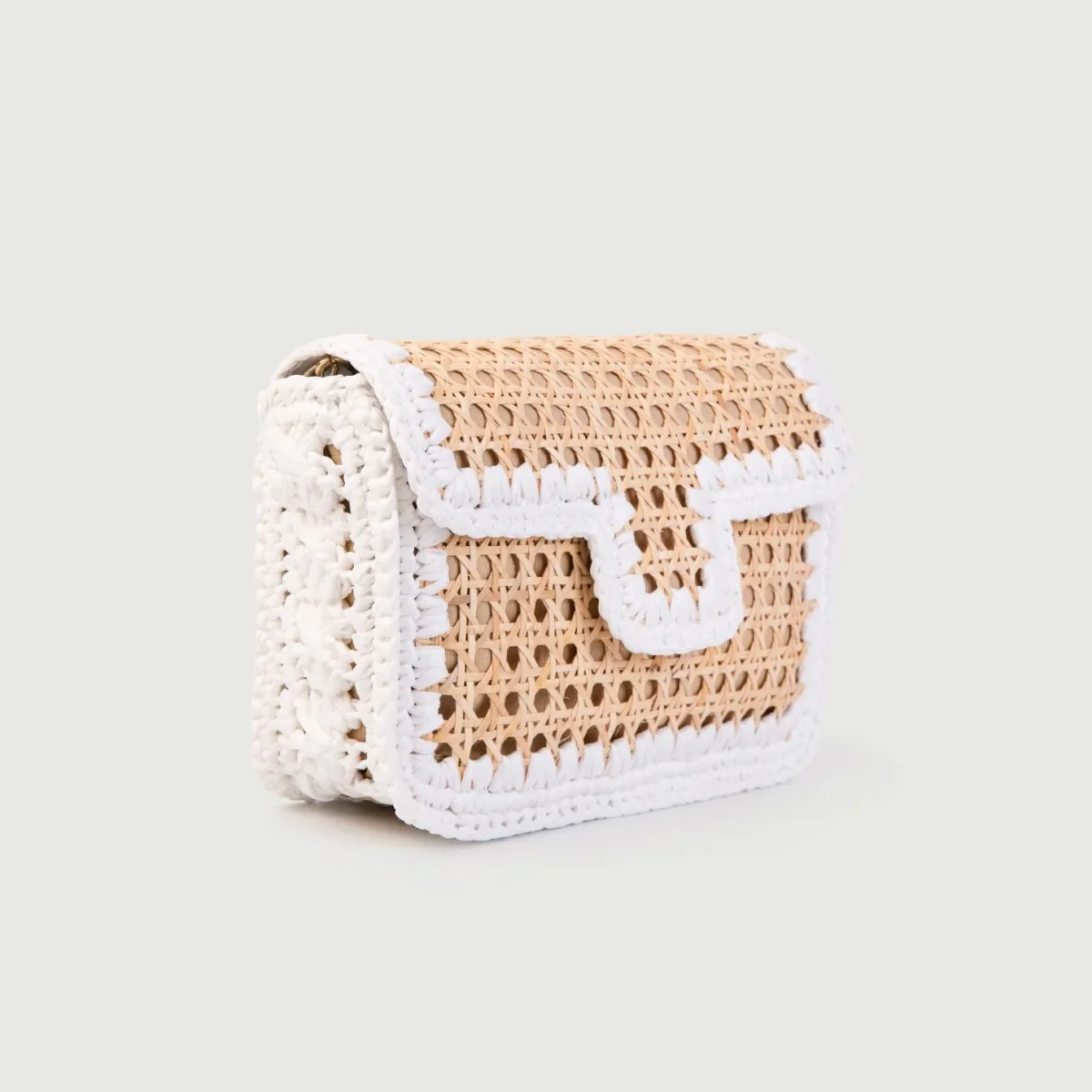 BORSA A TRACOLLA IN RAFIA NATURALE E BIANCO - immagine 3