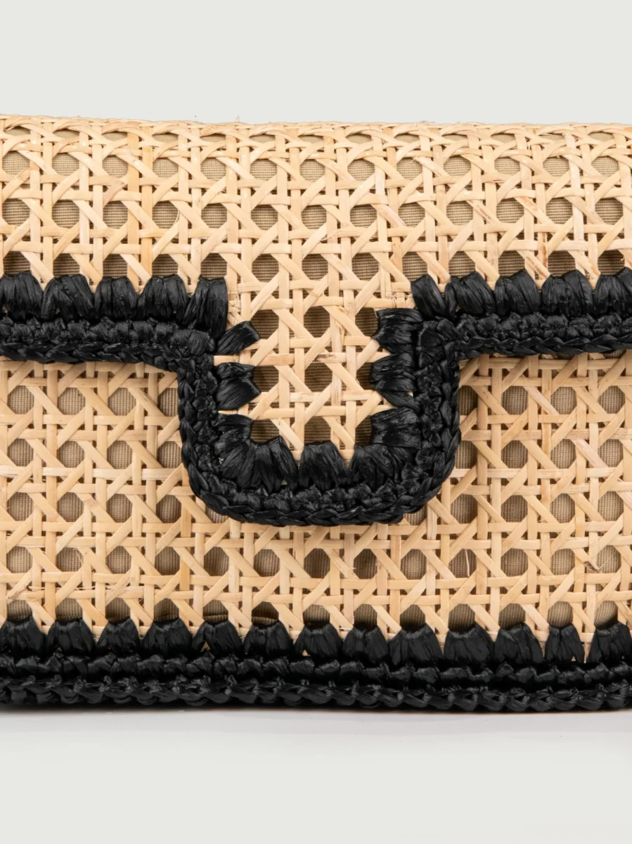 BORSA A TRACOLLA IN RAFIA NATURALE E NERO - immagine 5