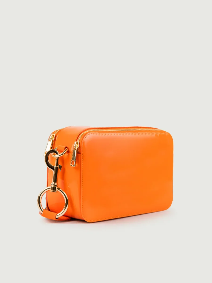 BORSA A TRACOLLA MAXI YOURS ARANCIONE IN PELLE VERNICE - immagine 3