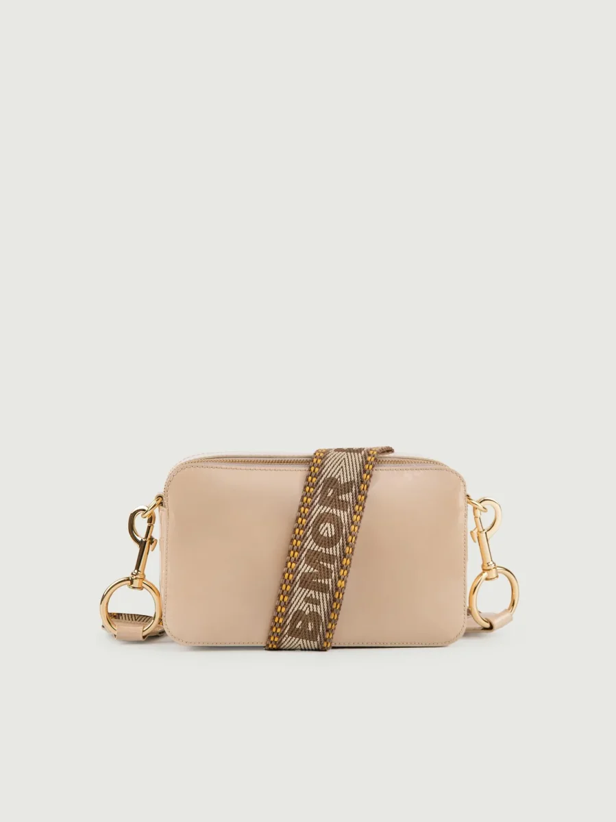 BORSA A TRACOLLA MAXI YOURS BEIGE IN PELLE VERNICE - immagine 4