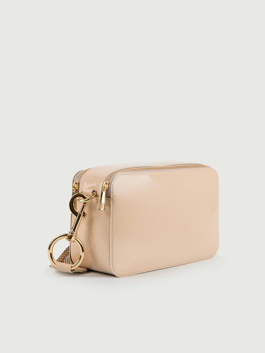 BORSA A TRACOLLA MAXI YOURS BEIGE IN PELLE VERNICE - immagine 3