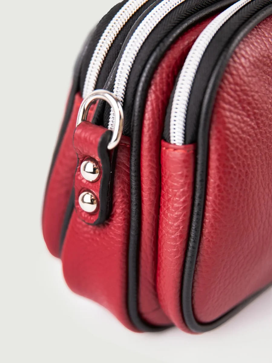 BORSA A TRACOLLA TRIS IN PELLE BORDEAUX - immagine 4