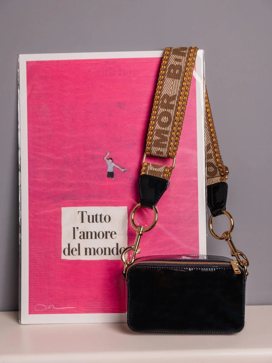 BORSA A TRACOLLA YOURS NERA IN PELLE VERNICE - immagine 7