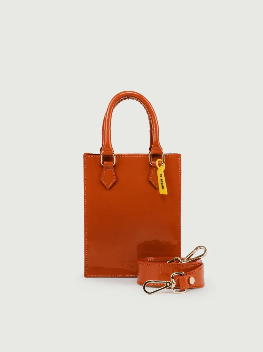 BORSA BABY IN PELLE VERNICE MATTONE - immagine 4