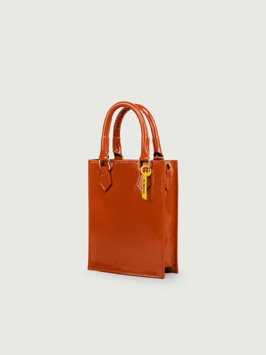 BORSA BABY IN PELLE VERNICE MATTONE - immagine 3