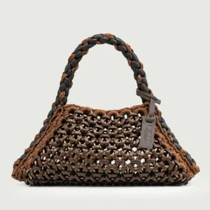 BORSA BIG CRUSH IN RESINA E PELLE TESTA MORO