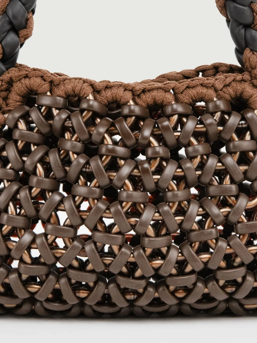 BORSA BIG CRUSH IN RESINA E PELLE TESTA MORO - immagine 6