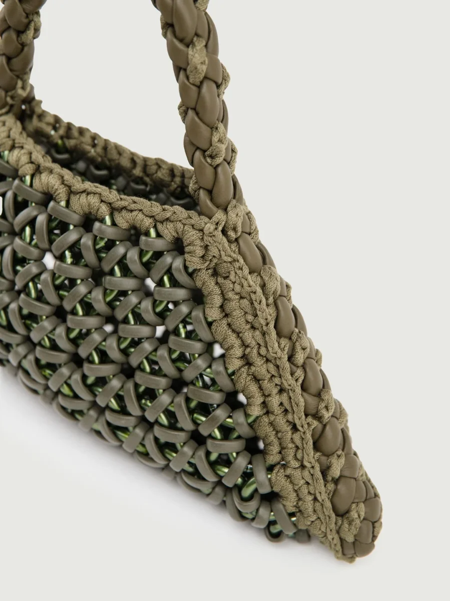 BORSA BIG CRUSH IN RESINA E PELLE VERDE MILITARE - immagine 4