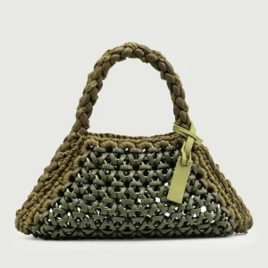 BORSA BIG CRUSH IN RESINA E PELLE VERDE MILITARE
