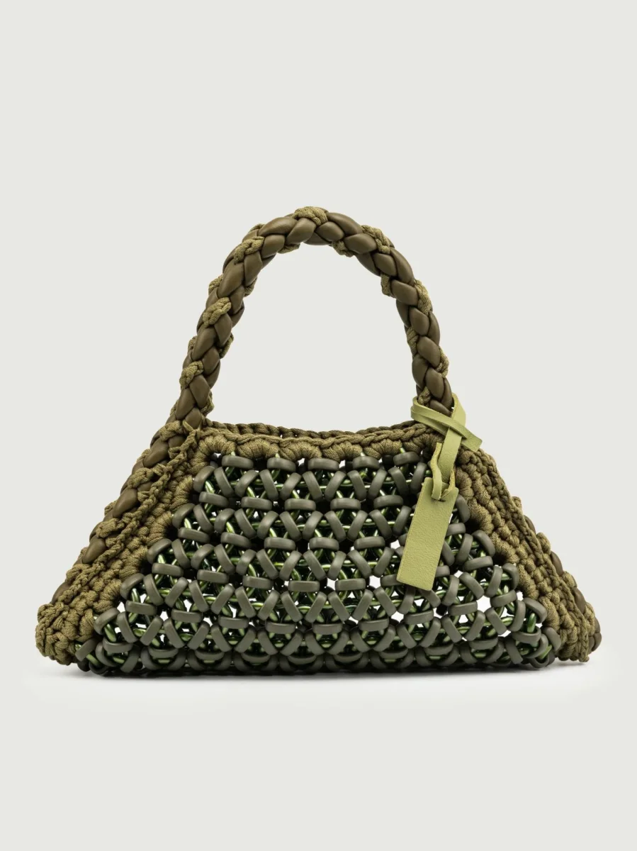 BORSA BIG CRUSH IN RESINA E PELLE VERDE MILITARE