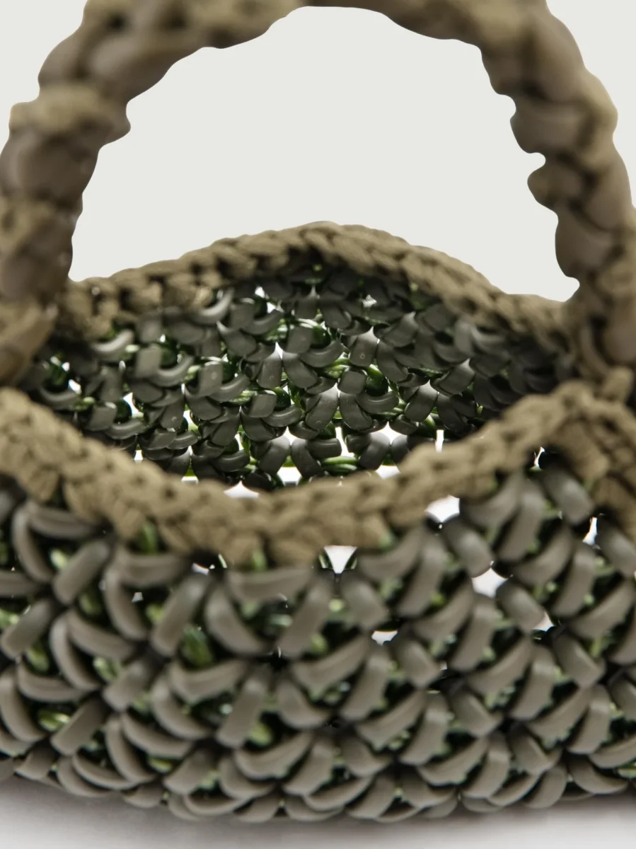 BORSA BIG CRUSH IN RESINA E PELLE VERDE MILITARE - immagine 5