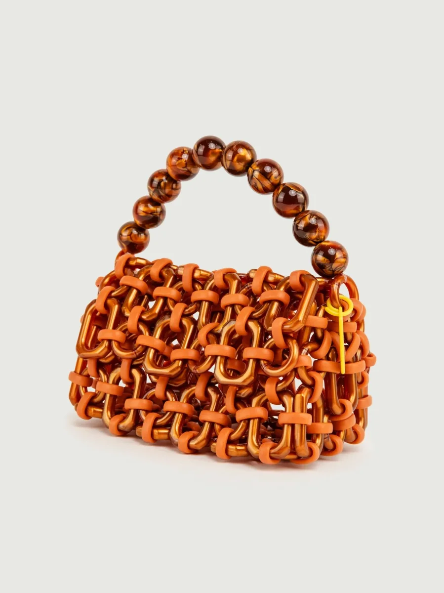 BORSA BUBBLE IN RESINA ARANCIO METALLIZZATO - immagine 3